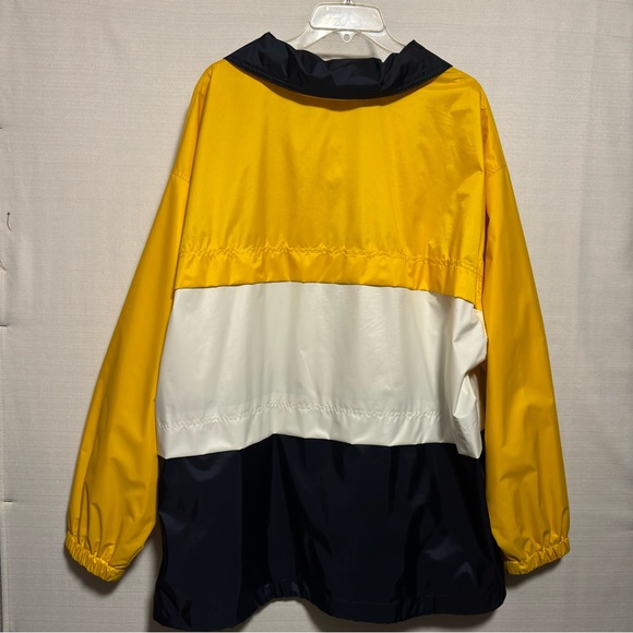 South Creek Raincoat Wind Breaker Color Block Yellow Blue White 1XB Hood NWOT - Picture 3 of 14